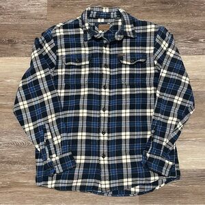 Vintage Orvis Heavy Weight Flannel Shirt Long Sleeve Plaid Button Up Sz Medium